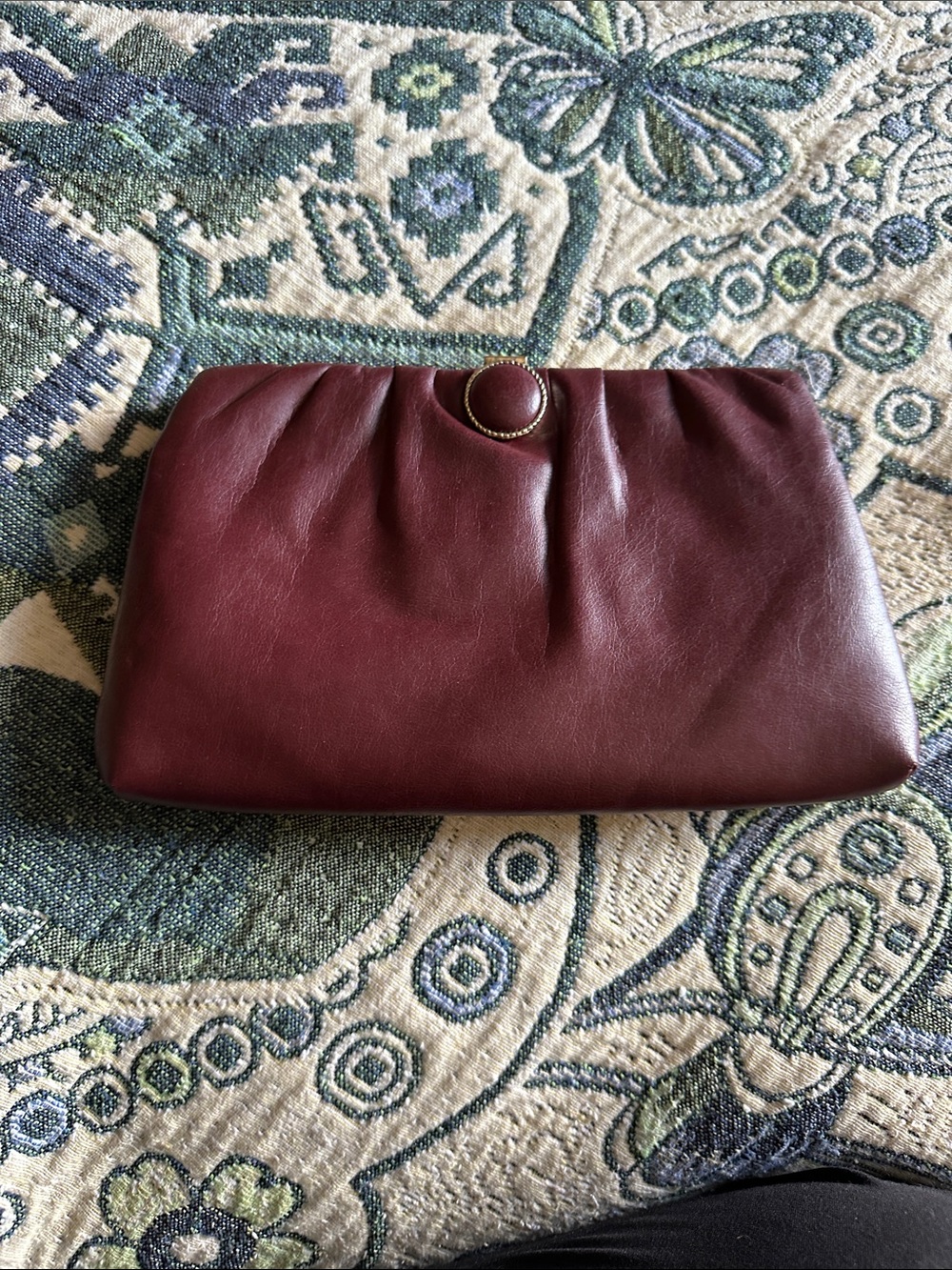 Classic vintage Burgundy Leather Clutch